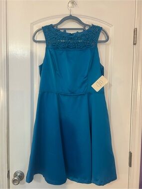 Nikibiki Teal Crochet Yoke A-Line Dress